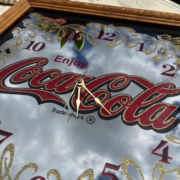 Vintage Enjoy Coca-Cola Mirrored Advertising Clock Framed - Picture 2 of 4